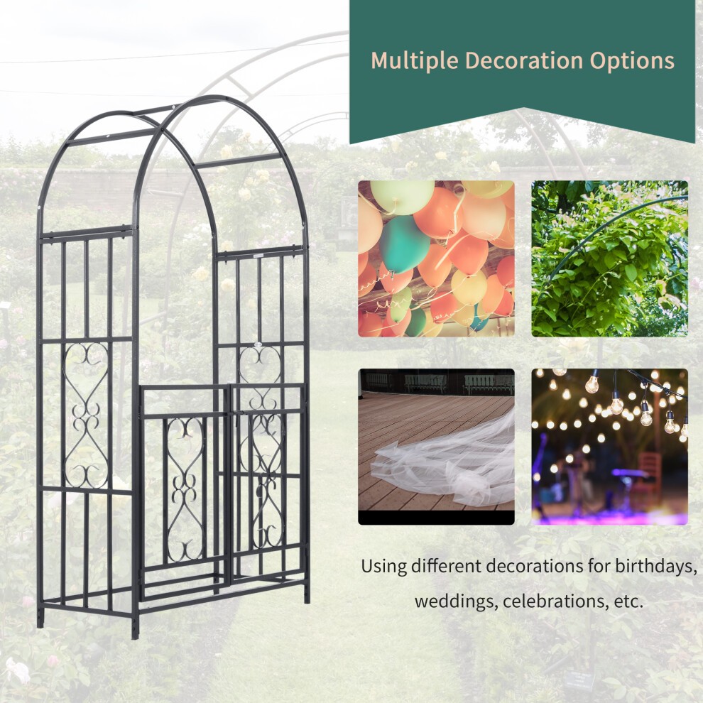 Outsunny Metal Garden Arch with Double Gate - image 5