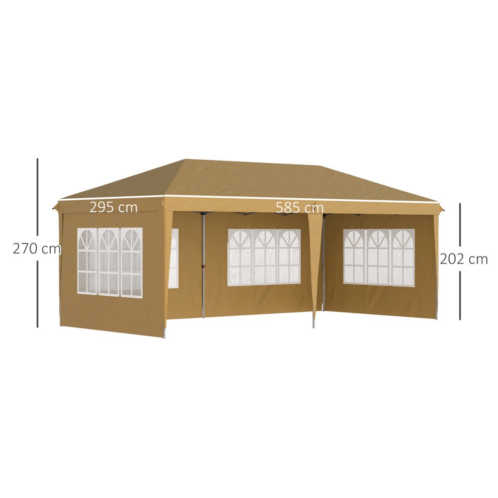 Outsunny Pop Up Khaki Gazebo with Storage Bag 3 x 6m - image 2