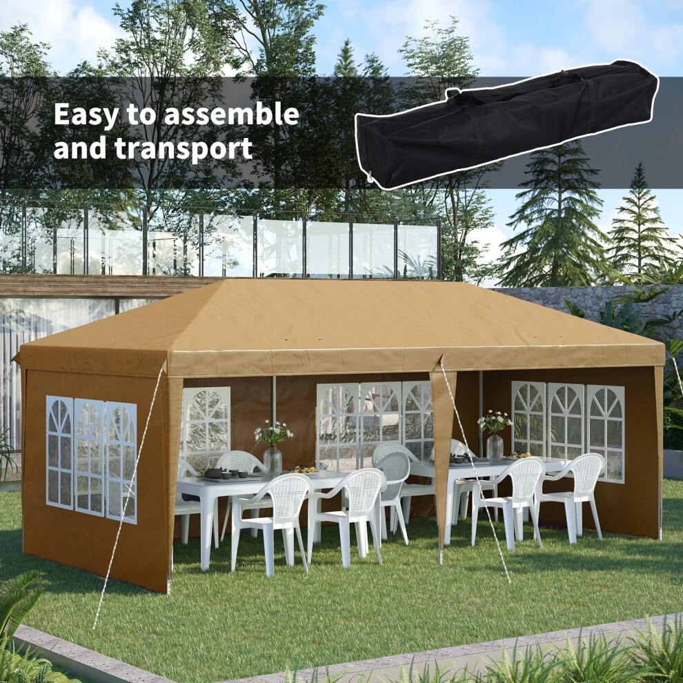 Outsunny Pop Up Khaki Gazebo with Storage Bag 3 x 6m - image 3