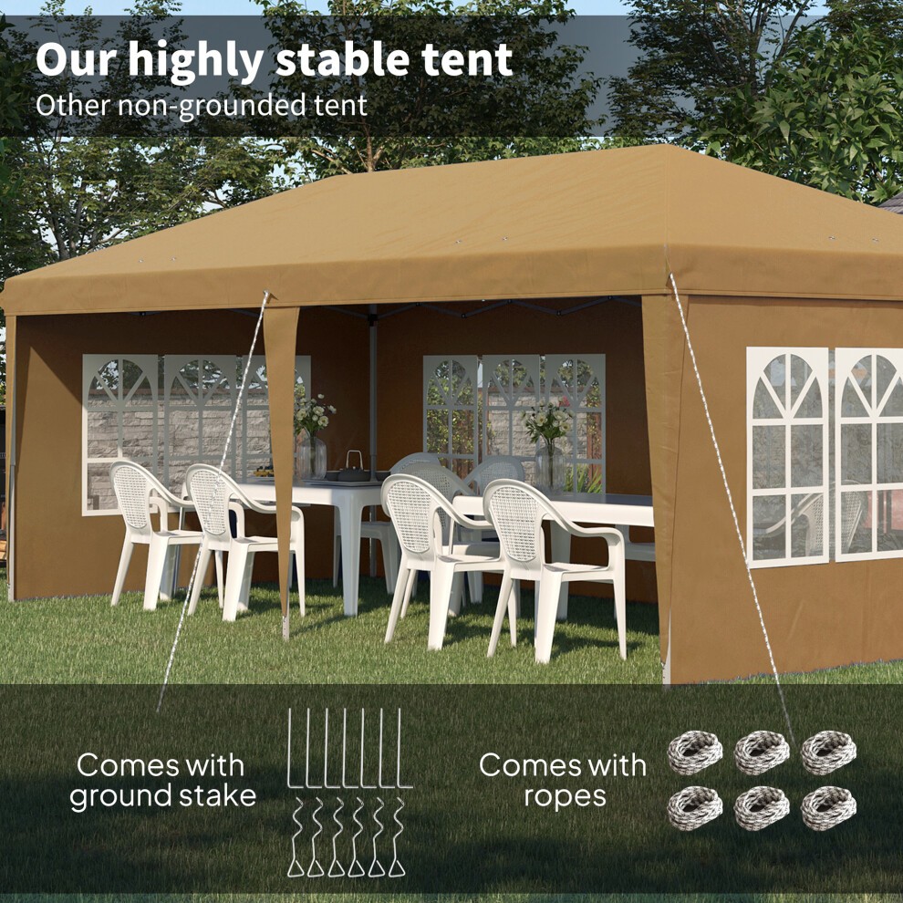 Outsunny Pop Up Khaki Gazebo with Storage Bag 3 x 6m - image 4