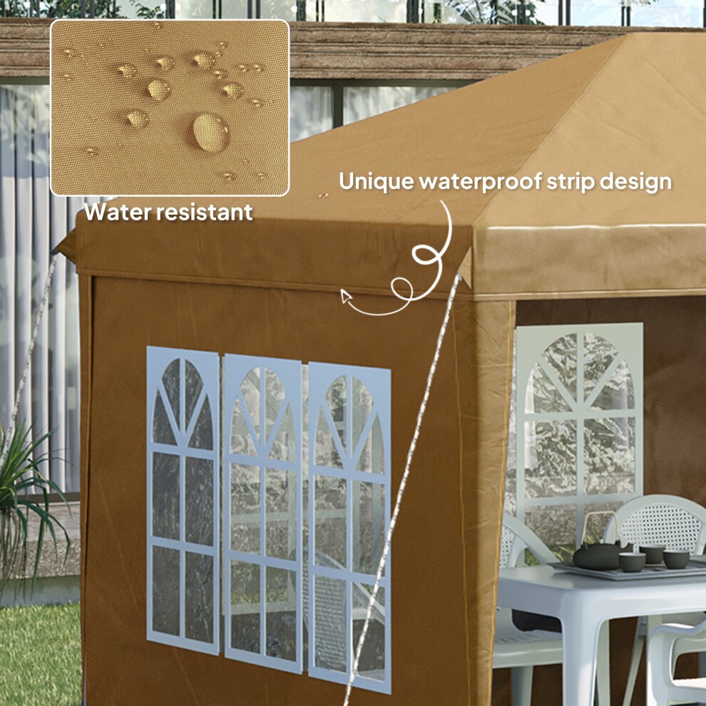 Outsunny Pop Up Khaki Gazebo with Storage Bag 3 x 6m - image 5