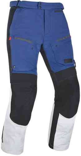 Oxford Mondial Advanced Motorcycle Trousers in 4XL, featuring a grey, blue, and red color scheme, made of durable material with multiple pockets and reinforced knee areas.