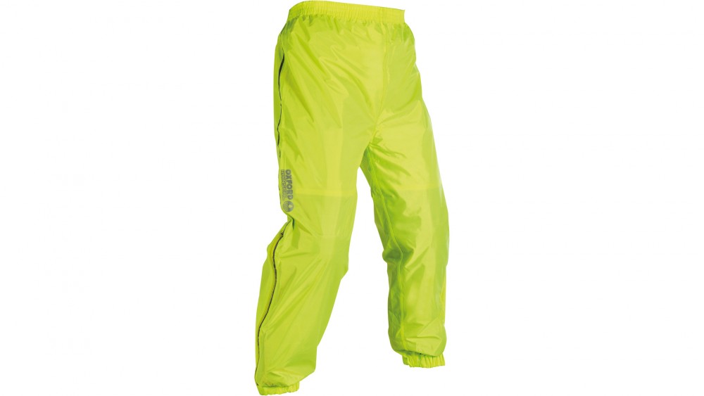 Fluorescent yellow Oxford Rain Seal All Weather Over Trousers in size 6XL, made from lightweight, waterproof material with an elastic waistband for comfort.