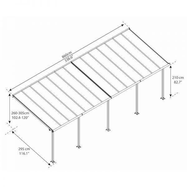 Palram Canopia Olympia White Clear Patio Cover 3 x 8.51m - image 4