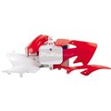 POLISPORT Plastic Kit in OEM KTM colors, featuring vibrant orange and white plastic bodywork, designed for durability and a precise fit on KTM motorcycles.