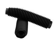 Black rubber suspension fork boot gaiters, measuring 215 x 28mm, featuring a ribbed texture for flexibility and durability, designed for universal fit.