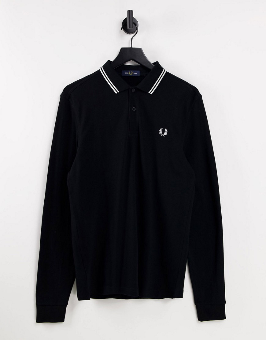 Fred Perry Fred Perry Twin Tipped Long Sleeved Polo Black