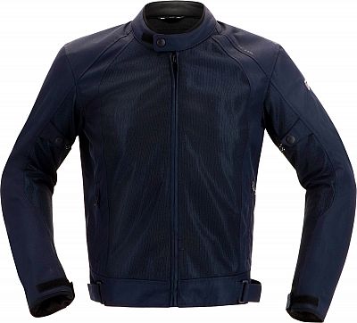Navy blue Richa Airsummer motorcycle textile jacket in size S for men, featuring a sleek design, zippered front, and adjustable cuffs for comfort and protection.