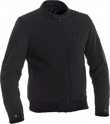 Black textile motorcycle jacket for men, size M, featuring a zip front, ribbed shoulder detailing, and a subtle Richa logo on the chest.