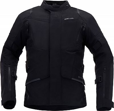 Black Richa Cyclone 2 Gore-Tex waterproof motorcycle jacket in size XL, featuring multiple zippered pockets, adjustable straps, and a durable textile material.