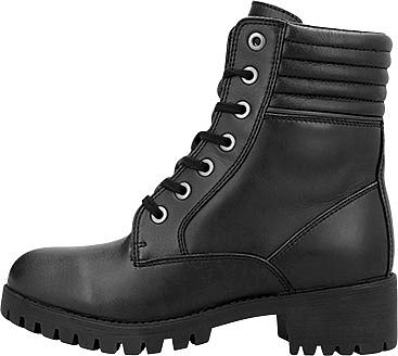 Black waterproof motorcycle boots for women, featuring a lace-up front, padded collar, and rugged sole, designed for comfort and durability, size 41.