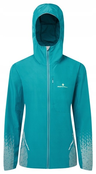 Women's Ronhill Tech Reflect Jacket in marine blue, featuring a hood, full zip, and reflective details at the hem and sleeves for visibility during low light conditions.