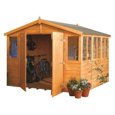 Rowlinson Double Door Shiplap Apex Workshop Shed with Windows 9 x 12ft - image 5