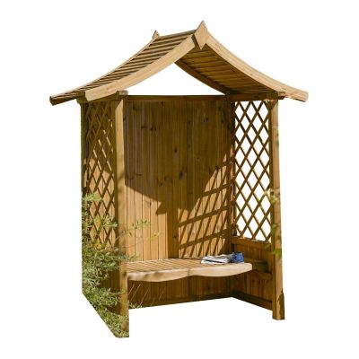 Rowlinson Tenbury 2 Seater Natural Arbour with Open Lattice Sides - image 5