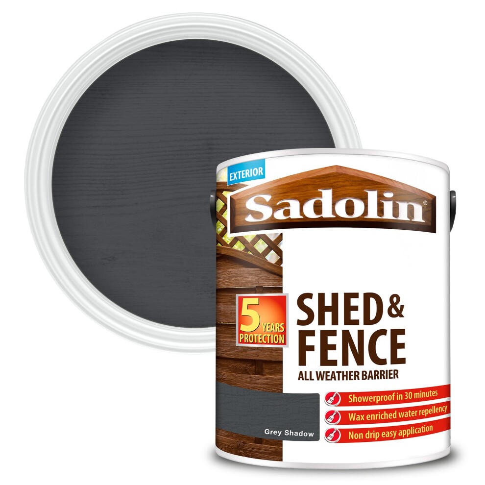 Sadolin Shed and Fence Protection Woodstain Ebony Wood 5l - image 5