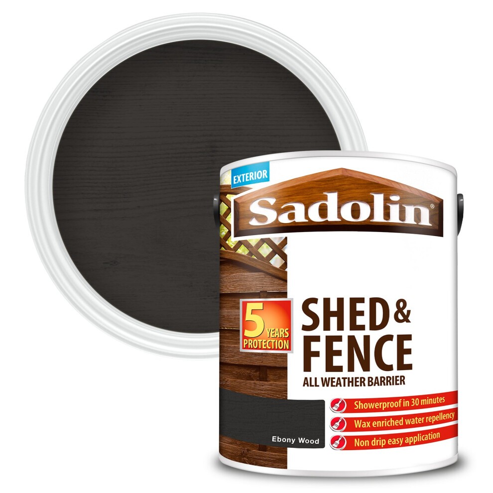Sadolin Shed and Fence Protection Woodstain Grey Shadow 5l - image 2