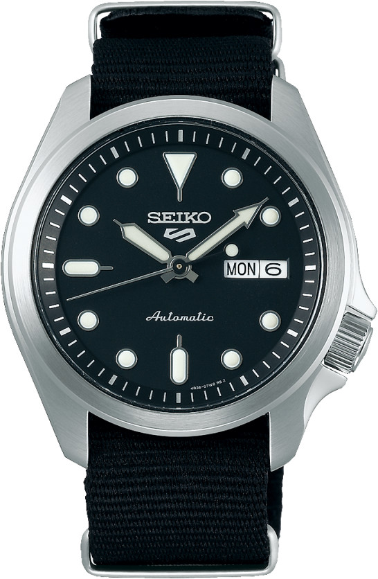 Seiko Refurbished Seiko 5 Sports Black Dial Nylon Strap Automatic SRPE67 SRPE67K1 SRPE67K 100M Men's Watch