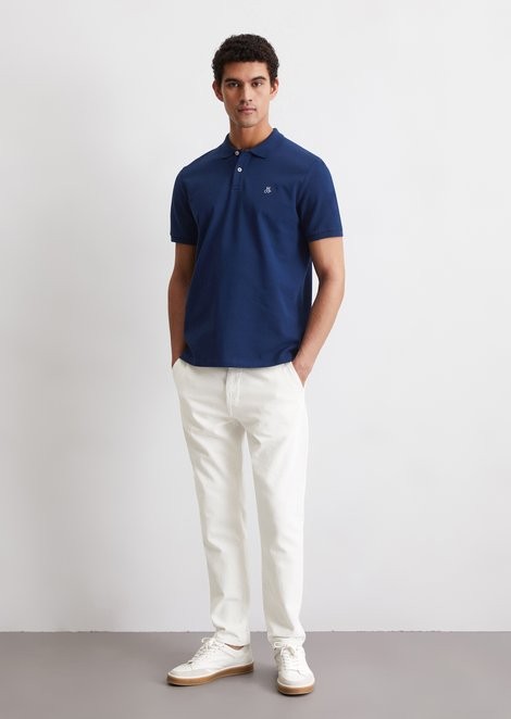 Short sleeve polo with button placket, slits at the hem, embroidery on the chest Marc O'Polo - image 3