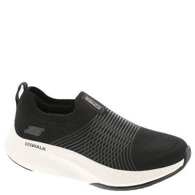 Skechers GO WALK Max Walker Sally Shoes in black and white feature a sleek, breathable mesh upper, a cushioned sole, and a slip-on design for easy wear.