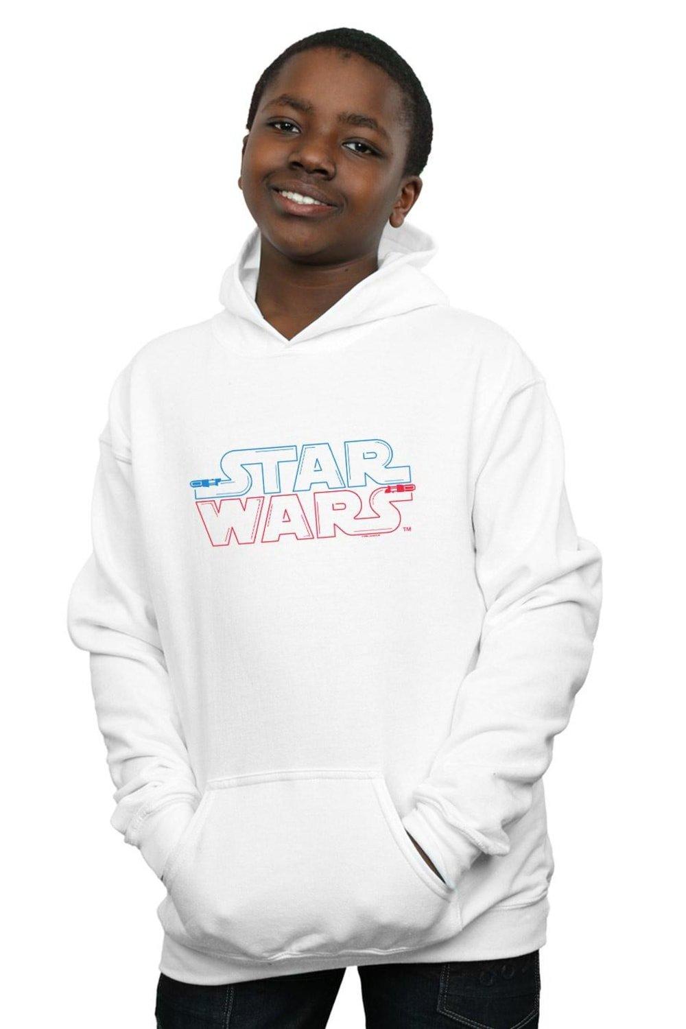 Star Wars Boy's Lightsaber Logo Hoodie in White | Size: 5-6 Years - image 2