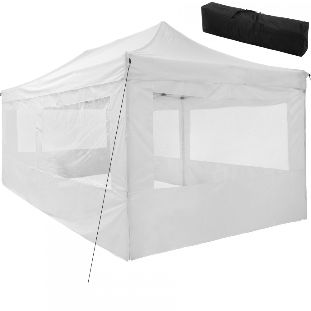 Collapsible 3x6 meter gazebo in white with four mesh-sided panels, featuring a sturdy frame and a black carrying bag for easy transport.