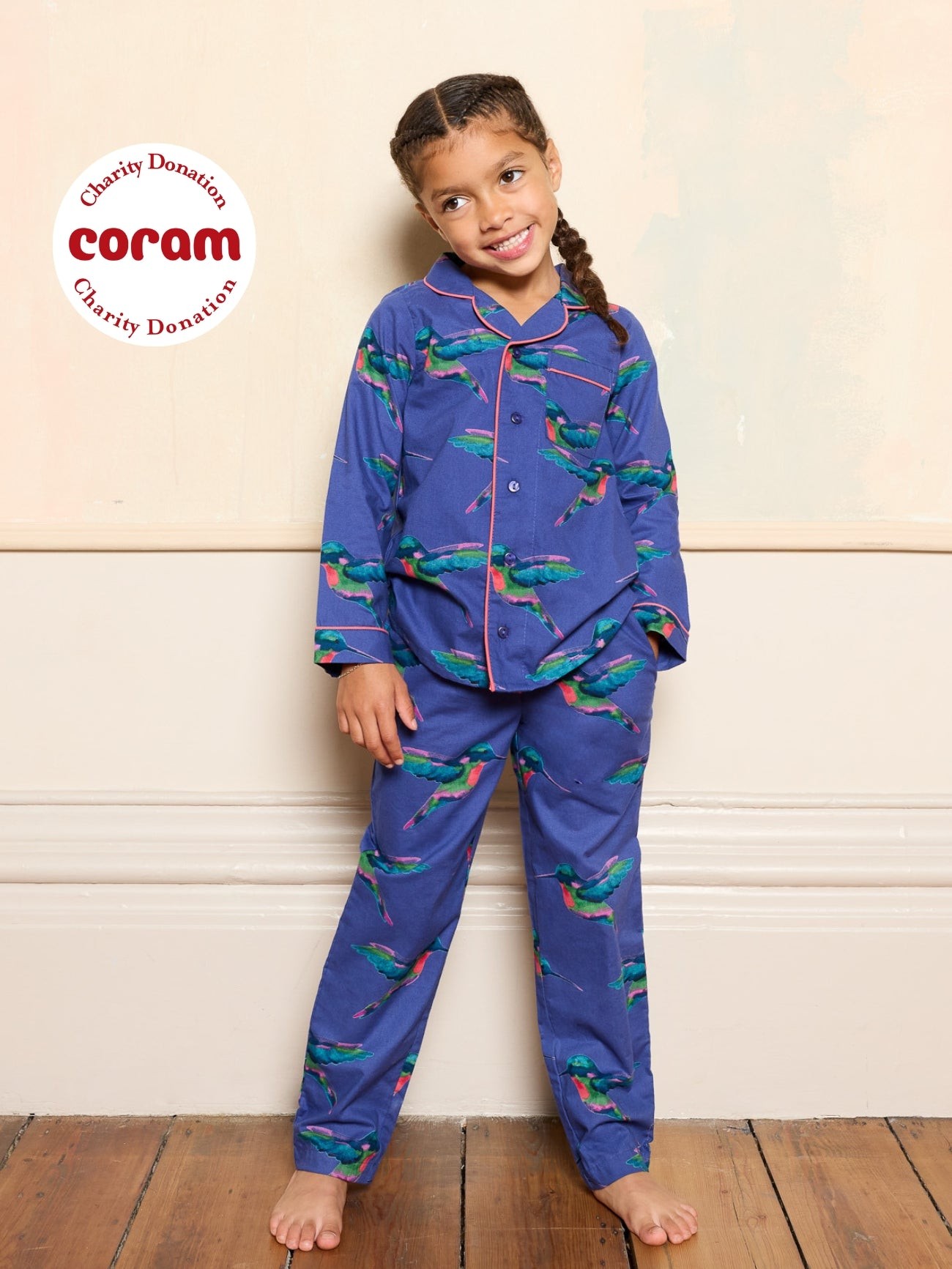 Their Nibs Their Nibs, Kids & Tweens Cotton Traditional Pyjamas Navy Hummingbird, 9-10