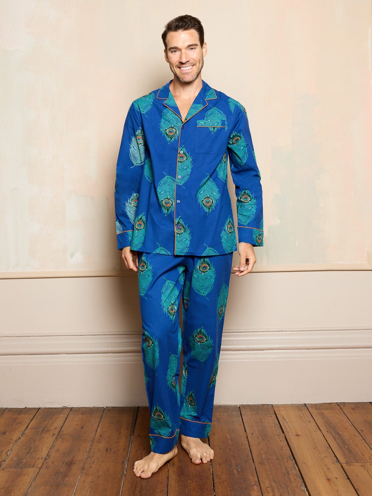 Their Nibs Their Nibs, Mens Cotton Traditional Pyjamas Navy Peacock, L