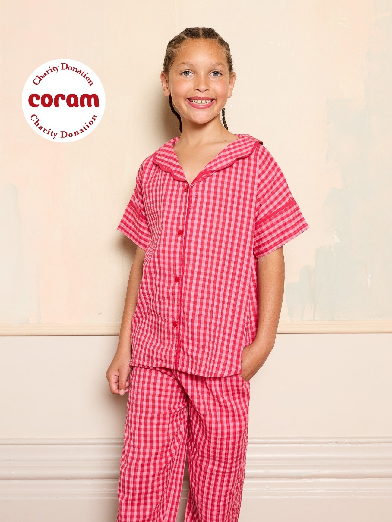 Their Nibs Their Nibs, Tween Girl Seersucker Oversize Pyjamas Pink Gingham, 13Y