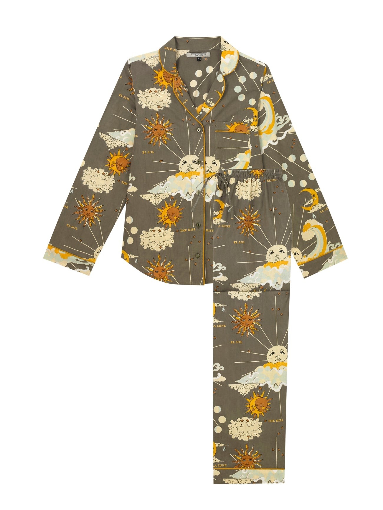 Their Nibs Their Nibs, Womens Cotton Traditional Pyjamas Mocha La Luna, M / 12-14