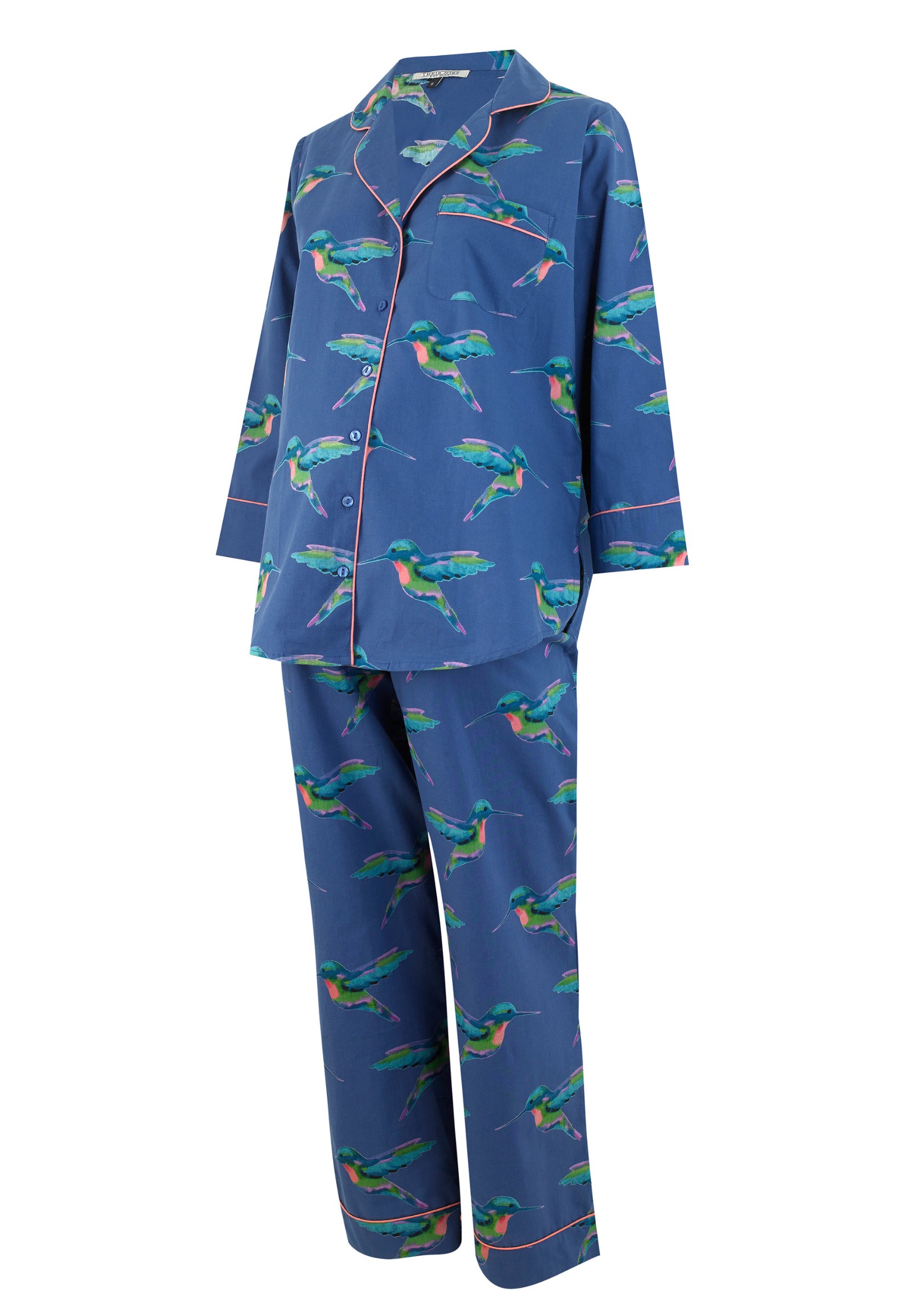 Their Nibs Their Nibs, Womens Under-Bump Maternity Cotton Pyjamas Navy Hummingbird, L / 14-16