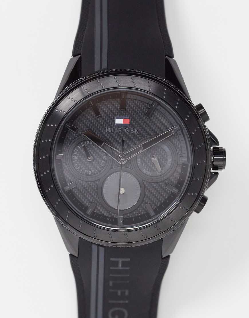 Tommy Hilfiger Larson 1791861 Men's Multifunction Watch – 44mm Black Dial Black Silicone Strap - image 2