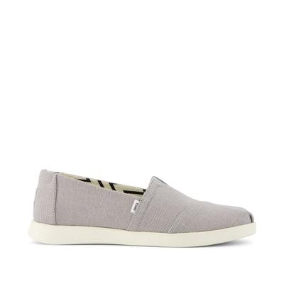 Drizzle grey heritage canvas slip-on shoes with a textured finish, featuring elastic side accents and a white rubber sole.