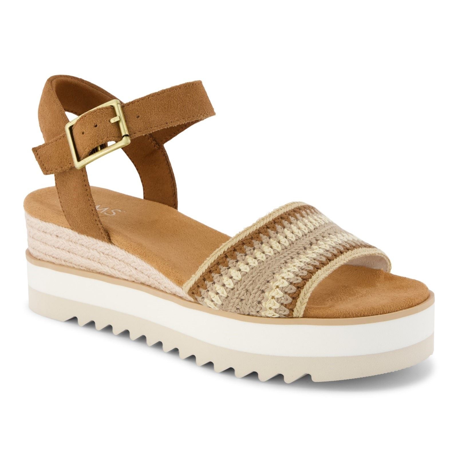 TOMS Women's Toms Diana Sandals 6 Almond Multi Engineered Crochet/Suede