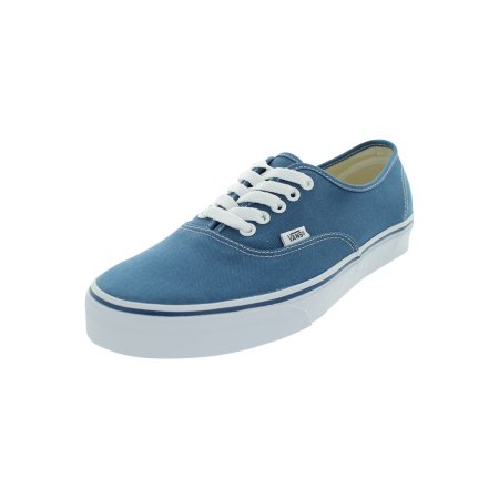 Blue canvas Vans Men's Authentic Sneakers with white laces and a white rubber sole, featuring a classic low-top design and the Vans logo on the side.