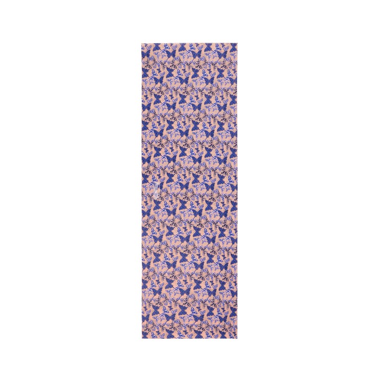 Pink cotton pareo featuring a vibrant butterfly pattern in shades of purple and blue, designed by Vilebrequin, available in one size fits all (OSFA).