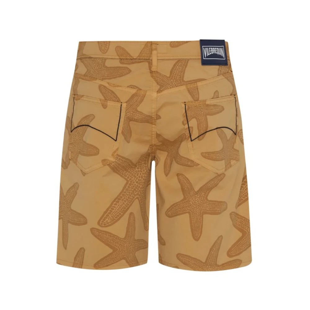 Vilebrequin Men Bermuda Shorts Starfish Darkening Printed Gabardine - Garonne - Brown - Size 36 - image 2