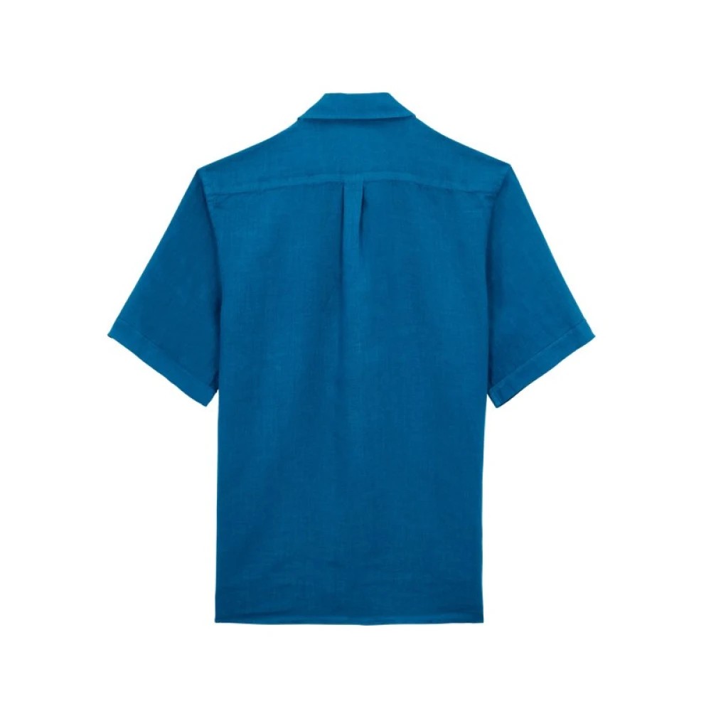 Vilebrequin - Men Bowling Linen Shirt Solid - Shirt - Charli - Blue - Size M - image 2