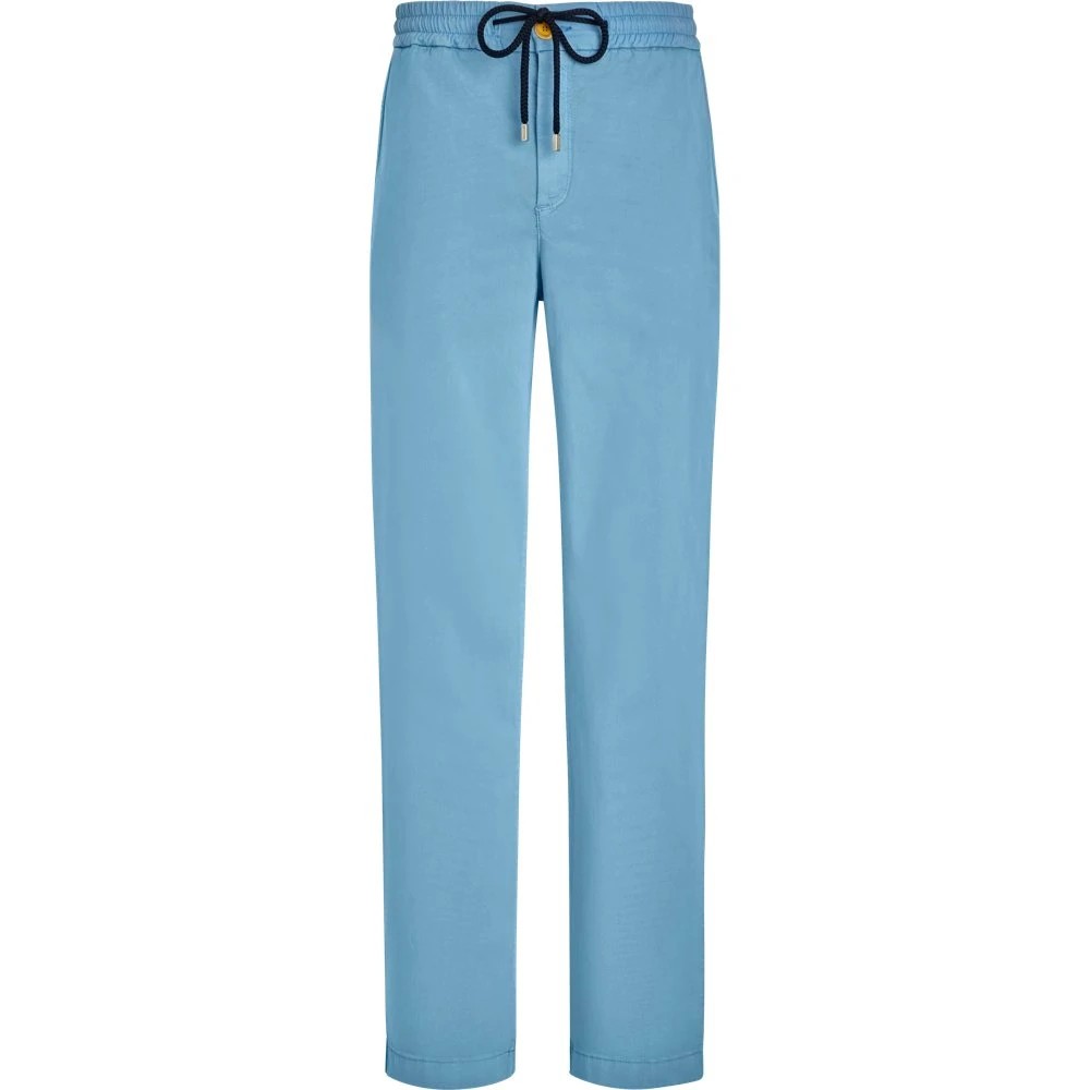 Light blue elastic waist pants made from cotton and Tencel, featuring a drawstring closure and a relaxed fit, labeled as Clemence in size 40 by Vilebrequin.