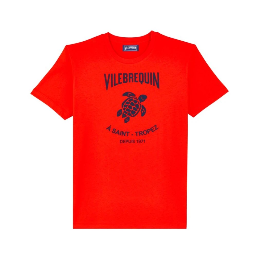 Vilebrequin - Men Cotton T-shirt Embossed Vilebrequin Logo - Tee Shirt - Portisol - Red - Size L - image 2