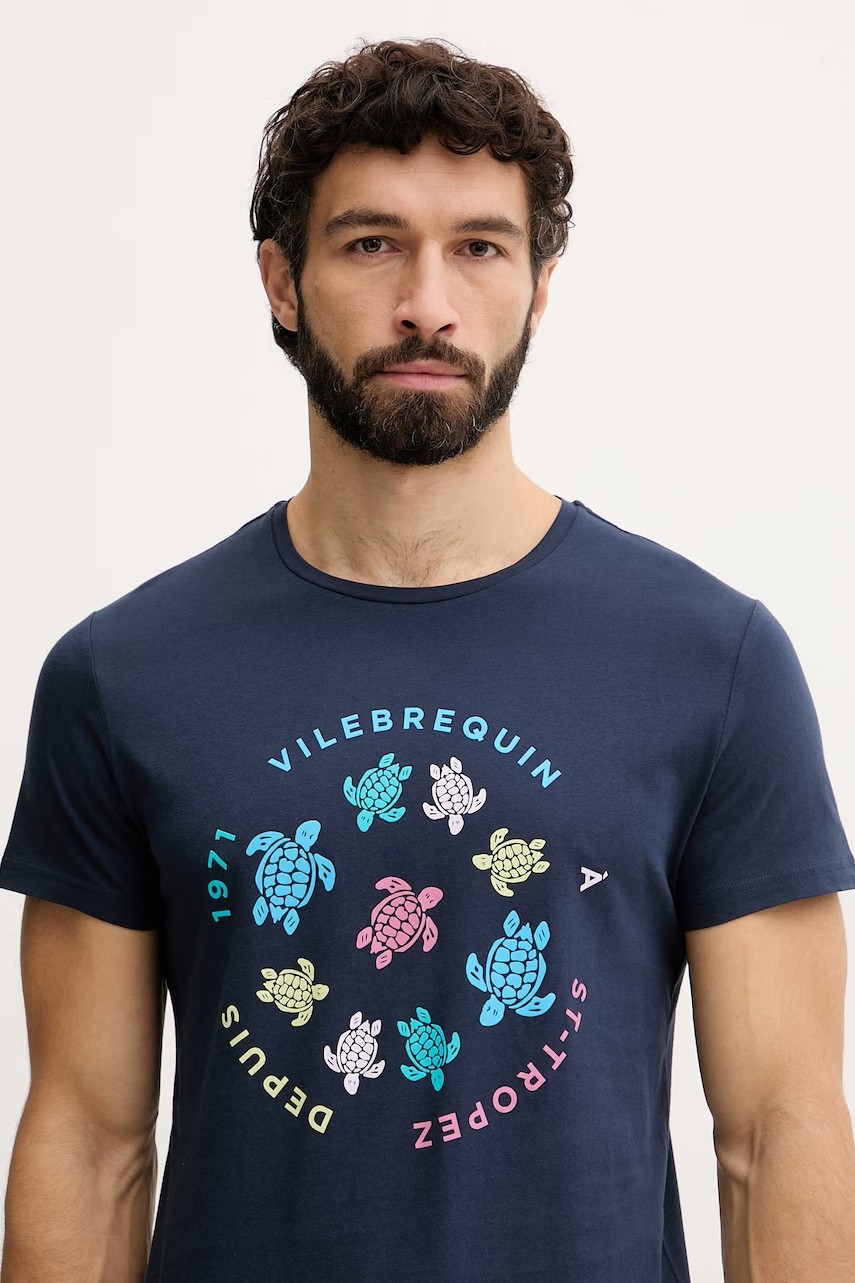 Vilebrequin - Men Cotton T-shirt Tortues Multicolores - Tee Shirt - Thom - Blue - Size L - image 3