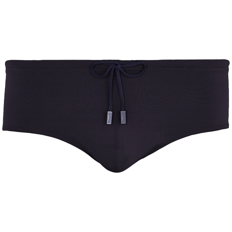 Black swim briefs by Vilebrequin in size XS, featuring a solid design, drawstring waist, and smooth, stretchy material suitable for swimming.