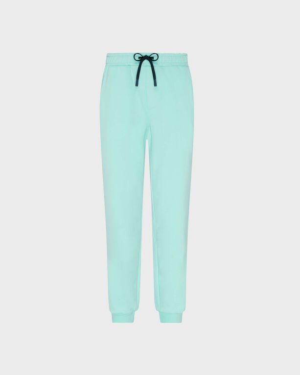 Solid green cotton jogger pants with an elastic waistband, adjustable drawstring, and cuffed ankles, designed for men in size XL by Vilebrequin.