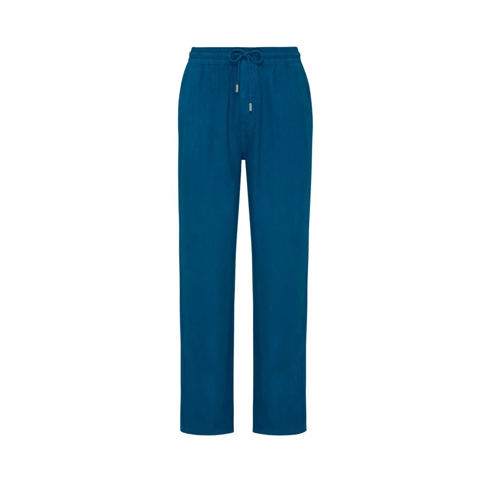 Blue linen comfort pants by Vilebrequin, featuring a drawstring waist and a relaxed fit, available in size XL.