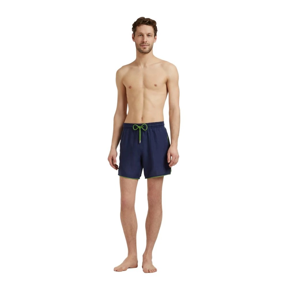 Vilebrequin - Men Linen Swim Shorts Solid - Swimwear - Mallorca - Blue - Size L - image 2