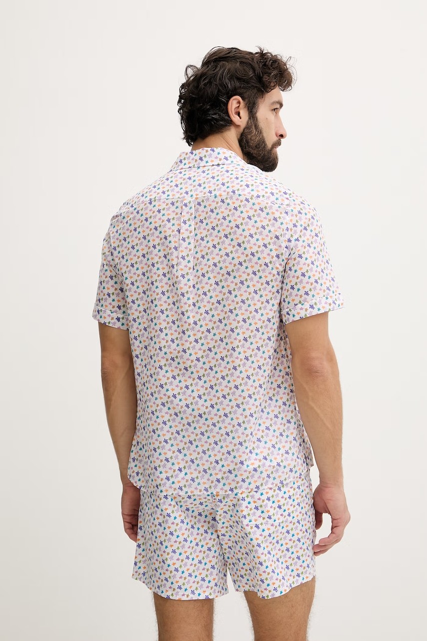 Vilebrequin - Men Organic Cotton Bowling Shirt Micro Ronde Des Tortues - Shirt - Charli - White - Size M - image 2