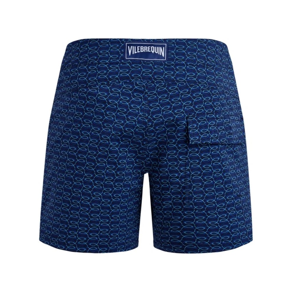 Vilebrequin Men Stretch Short Swim Shorts Flat Belt Fish Net - Menise - Blue - Size S - image 2