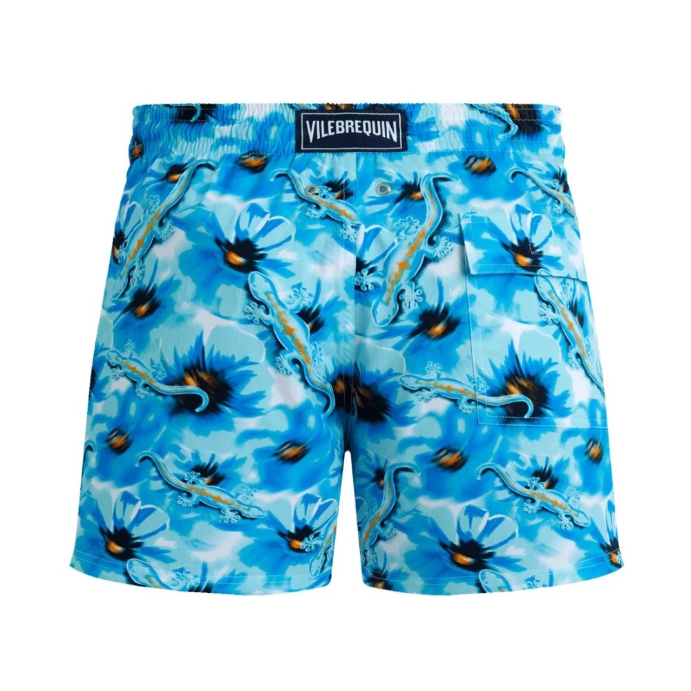 Vilebrequin - Men Stretch Short Swim Shorts Poppies And Geckos - Swimwear - Monrise - Blue - Size XL - image 2