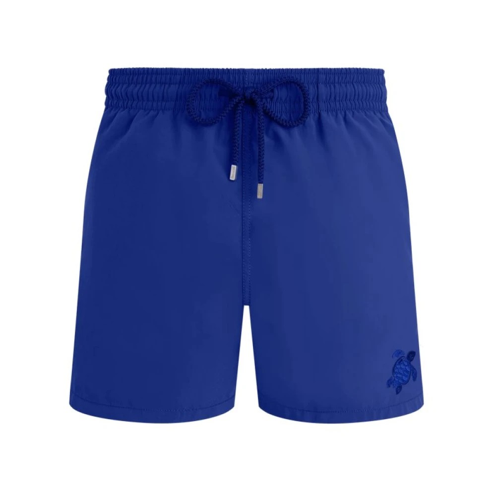 Blue water-reactive swim shorts by Vilebrequin, featuring an elastic waistband with drawstring and a turtle logo, designed for men in size XXXL.