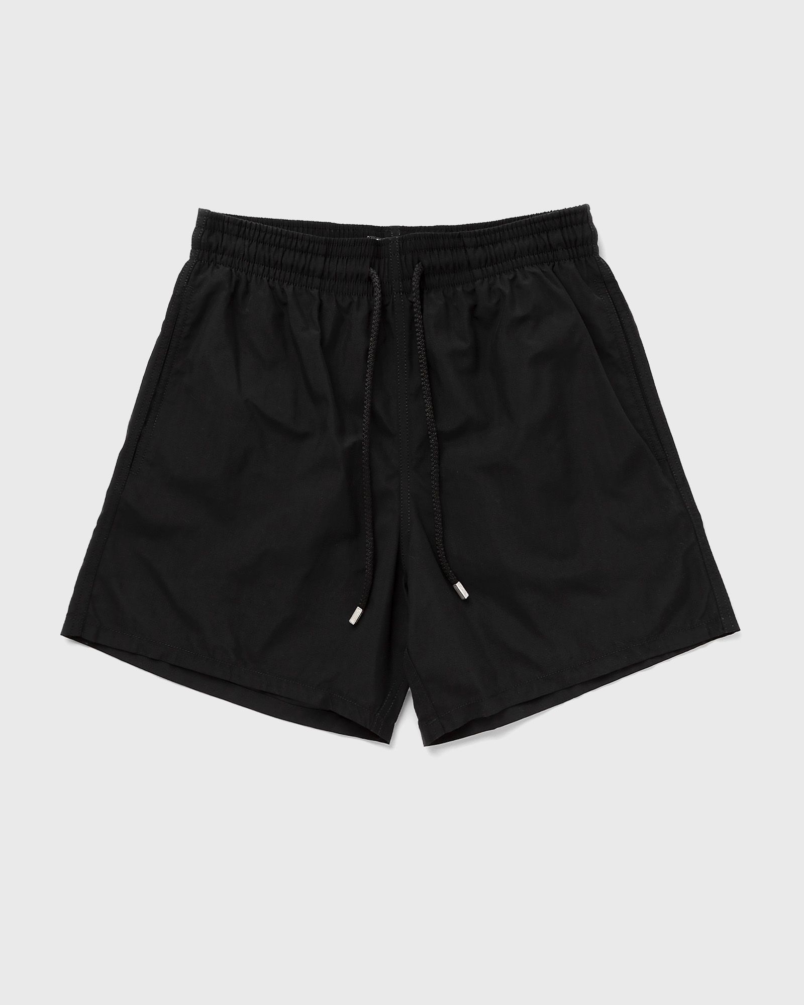 Black solid swim shorts by Vilebrequin in size XL, featuring an elastic waistband with a drawstring and a lightweight, quick-drying material.