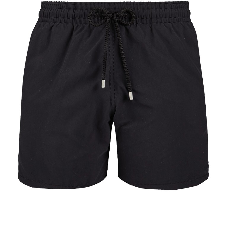 Black swim shorts by Vilebrequin, featuring an elastic waistband with a drawstring, made from lightweight material, designed for men in size XXXL.
